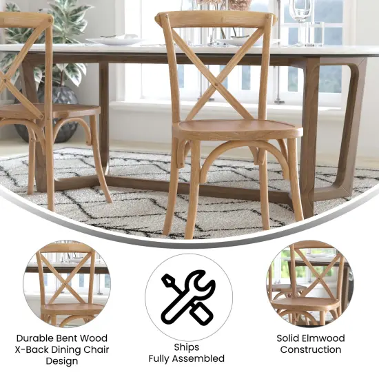 Merrick Lane Bardstown X-Back Bistro Style Wooden High Back Dining Chair Medium White Grain {3}