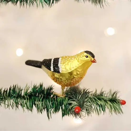 Old World Christmas 3.0 Inch Clip On American Goldfinch Tree Ornament , Ornament Wildlife Bird Finch Yellow {3}