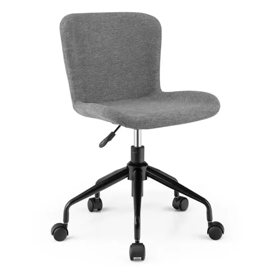 Costway Mid Back Armless Office Chair Adjustable Swivel Linen Task Chair {1}