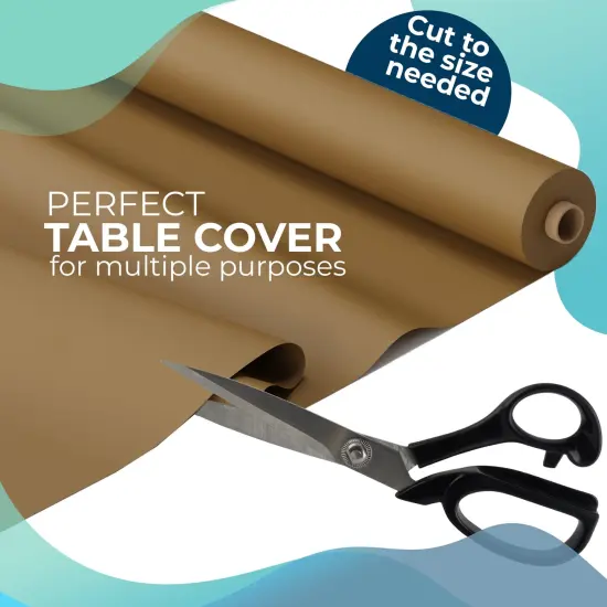 Exquisite Plastic Table Cover Roll &ndash; 40" x 100' Disposable Tablecloth Roll &ndash; Premium Thick 0.5 MIL Plastic Banquet Roll &ndash; Party Table Cover Roll for Events & Catering Gold {4}