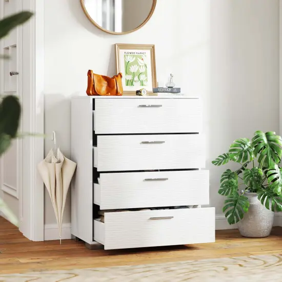 Costway 4 Drawer Storage Cabinet with Metal Legs & Handles Anti-Toppling Devices Gray/White {2}