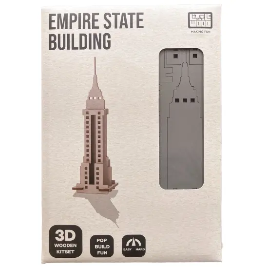 Little & Wood: Woodlet: Medium - Empire State Building - Grey, 3D Wooden Kit-Set, New York Landmark Puzzle, Pop Build Fun, Easy Assembly, Ages 6+ {4}