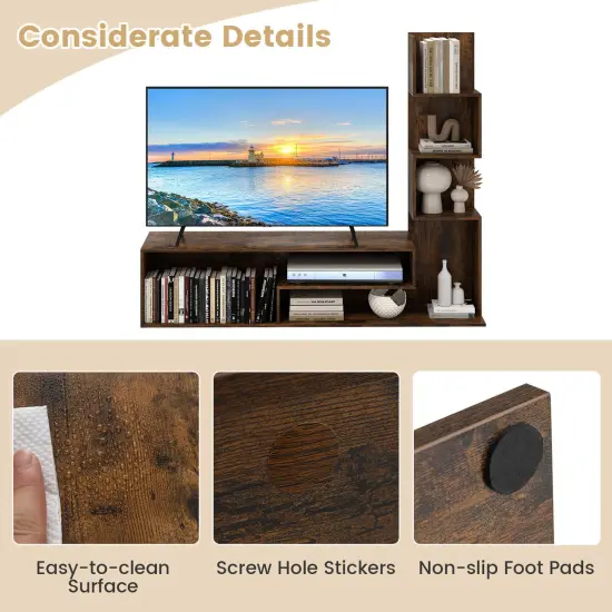 Costway Cube TV Stand for TVs up to 50" Media Console Table with L-shaped Storage Shelves {6}