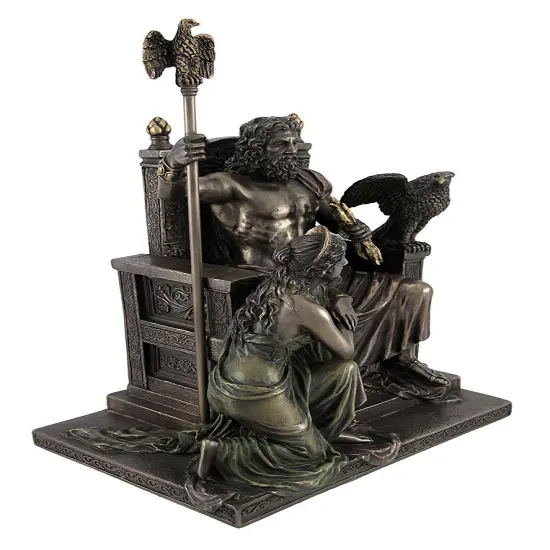 Bronzed Zeus and Hera at the Throne Statue with Colored Accents {4}