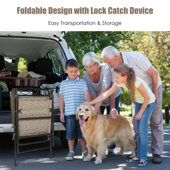 Costway Set of 4 Patio Folding Chairs Sling Portable Dining Chair Set w/ Armrest {5}