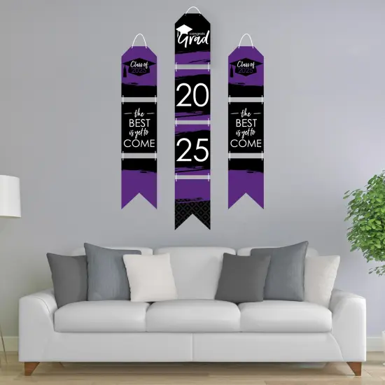 Big Dot of Happiness Purple Grad - Best is Yet to Come - Hanging Vertical Paper Door Banners - 2025 Grad Party Wall Decor Kit- Indoor Door Decor {3}