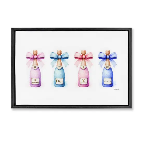 Stupell Industries Pastel Champagne Bottles Floater Framed Canvas Wall Art Design by Amanda Greenwood {1}