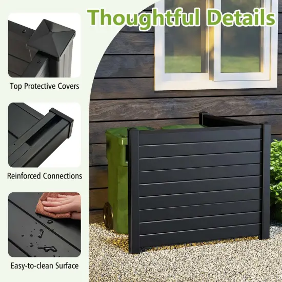 Costway 2 PCS 48"L x 37.5"H Air Conditioner Fence Screen Panel Kit with 3 Ground Stakes Black/White {6}