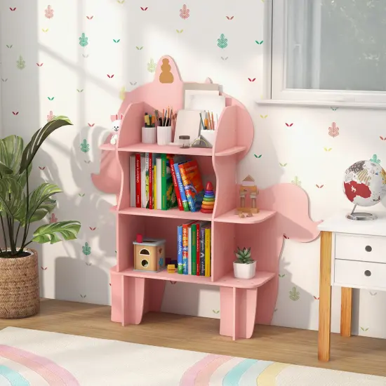 Costway Unicorn Bookcase for Kids 3-Tier Toy Storage Organizer with Open Storage Shelves {2}