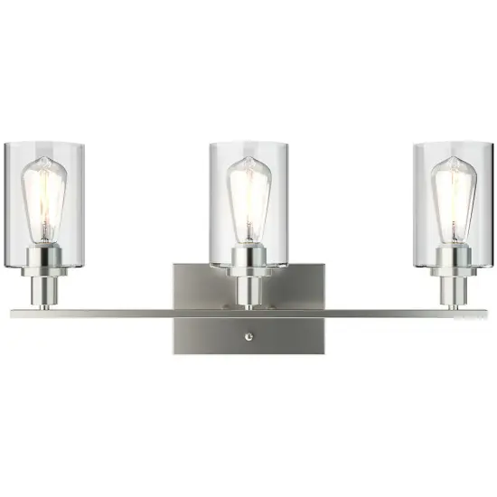 Costway 3-Light Wall Sconce Modern Bathroom Vanity Light Fixtures w/ Clear Glass Shade {2}