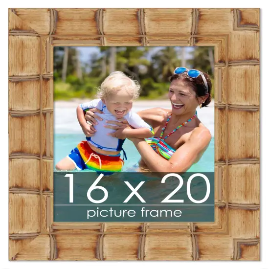 16x20 Wide Bamboo Picture Frame with UV-Resistant Acrylic & Acid Free Backing, Available in4 Finishes - Brown, Black, Silver, and Natural {1}