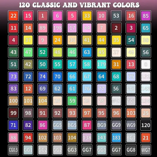 120-Colors Alcohol Based Dual Tip Markers {3}
