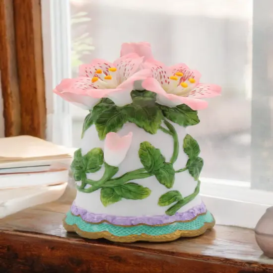 Ceramic Azalea Flowers Bell, Wedding Decor, Gift for Her, Gift for Mom, Home Decor {1}