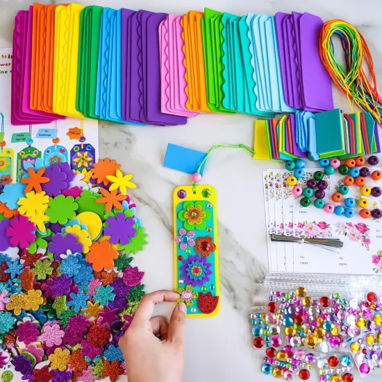 36 Sets Spring Flower Craft Kits Easter Crafts DIY 3D Tuilp Sunflower Flower Bookmarks Ornaments Art Sets Foam Stickers Arts and Crafts {3}