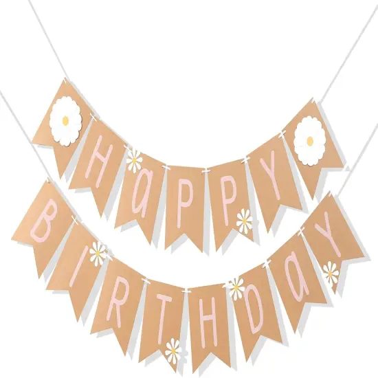 Daisy Happy Birthday Banner - Daisy Theme Birthday,Wildflower Birthday Banner, Groovy Birthday Theme for 1st Birthday, Daisy Themed Birthday Party Decoration Banne,Girl 1st Birthday Decoration {1}