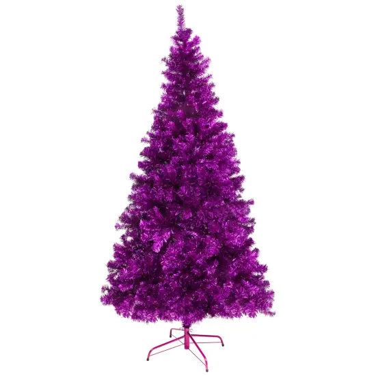 Northlight Artificial Tinsel Christmas Tree - 7' - Purple - Unlit {3}