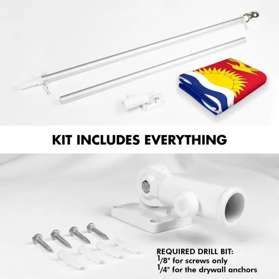 G128 Combo Pack: 6 Ft Tangle Free Aluminum Spinning Flagpole (Silver) & Kiribati I-Kiribati Flag 3x5 Ft, LiteWeave Pro Series Printed 150D Polyester | Pole with Flag Included {2}
