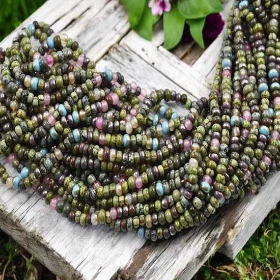 6/0 Aged Jupiter Striped Picasso Mix Seed Beads (18" Strand) {2}