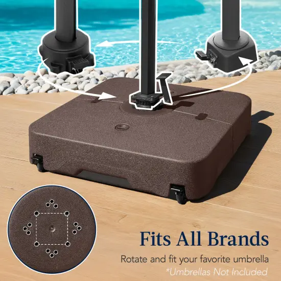 Best Choice Products Heavy-Duty Outdoor Cantilever Base Stand w/ Wheels, Locks, Fillable 330lb Capacity Brown {4}