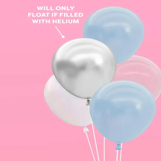 Blue, Pearl White, Clear, Silver, Latex Balloons - 25 pk, 12" | Cloud Nine Bachelorette Party Decorations, Birthday Party Supplies, Bridal Shower, Boy Baby Shower, Winter Holiday {3}
