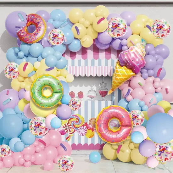 520PCS Pastel Donut Balloon Arch Garland Kit, with Pastel Rainbow Balloon,Ice Cream Foil Balloons Pastel Tattoo for Sweet One Donut Grow Up First Birthday Party Baby Shower Decor {4}