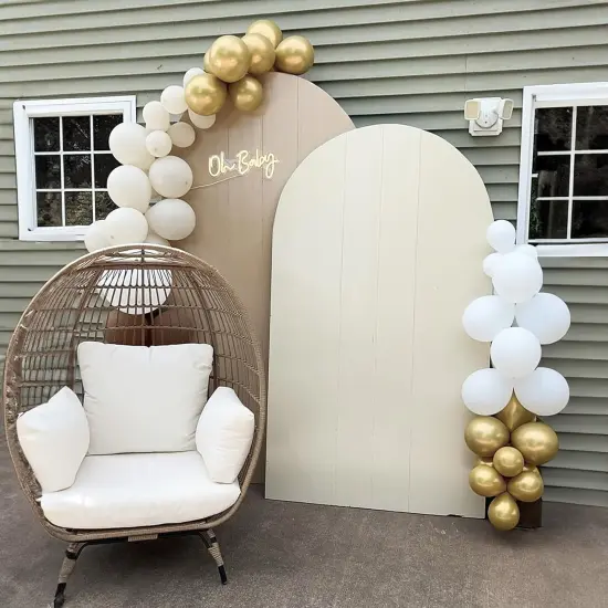 White Sand Gold Balloons, 60 Packs 12 Inch White Nude Balloons with Metallic Chrome Gold Beige Latex Balloons {2}