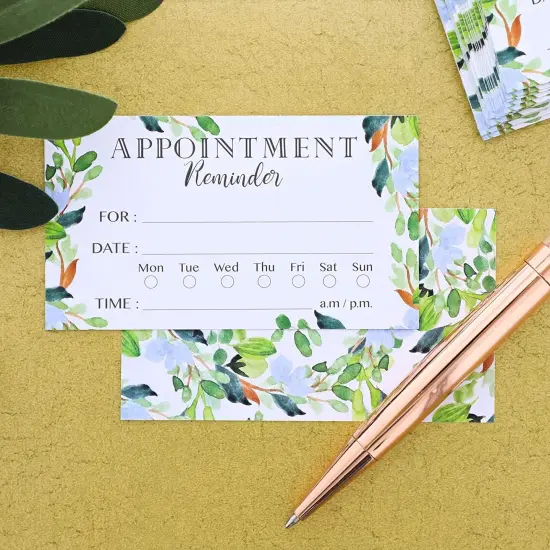 Paper Junkie 200 Pack Green Foliage Appointment Reminder Cards - Double-Sided Design Appointments Reminder Cards for Salons, Dentists, Doctors, Hair Stylists, and Therapists (3.5 x 2 in) {3}