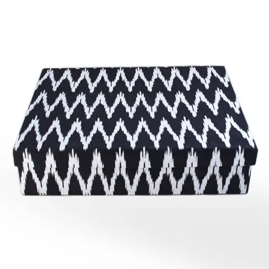 Ikkat Paper Tray and Box - Set of 2 {4}