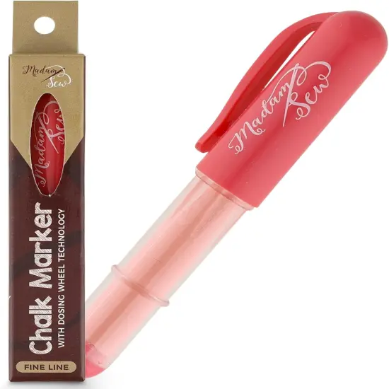 Fabric Chalk Markers for Sewing & Quilting | Refillable Tailors Chalk for Fabric Marking with Dosing Wheel | Sewing Chalk for Fabric Ideal for Marking on Cotton, Knit, Suede [Red] {1}