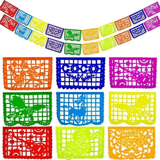 Cinco de Mayo Party Decorations | Coco Mexican Party Banners | Mexican Papel Picado (PAPER) with Disney Coco Characters and Scenes (2x15-ft, 30-ft total) {1}
