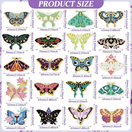 20 Pcs Butterfly Diamond Painting Keychains Kits Diamond Art Keychain 5d Butterfly Diamond Key Chain Spring Summer Diamond Hanging Ornaments Key Ring for Adults Beginners DIY Crafts Decor {2}