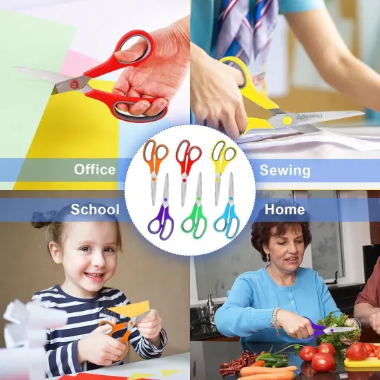 Scissors All Purpose Bulk Set of 18-Pack, Sharp Shears for Office School Supplies Student Teacher Classroom Desk Home Art Craft Sewing Fabric, Comfort Grip, Right/Left Handed {5}