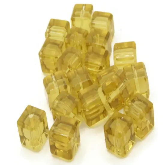 20 10mm Light Brown Glass Cube Beads {5}