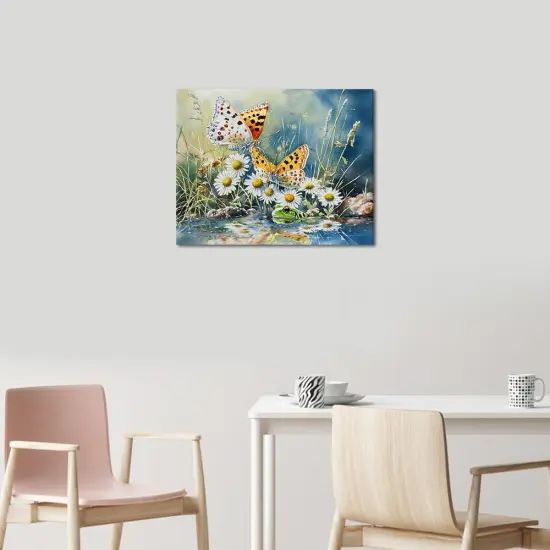 Butterfly on Daisies Paint by Numbers Watercolor Adult Paint by Number Kits On Canvas Paint-by-Number Simple Painting Paint by Numbers Adult DIY Craft Kits for Adults, 16 x20 Inch {2}