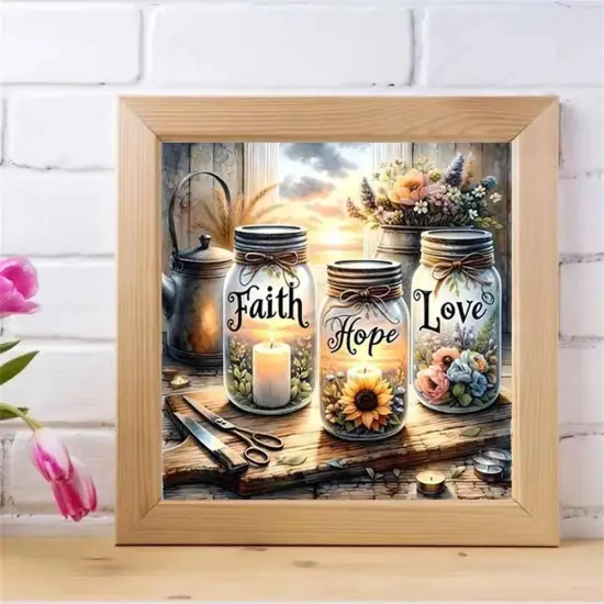5D Diamond Painting Kits for Beginner,Faith,Hope,Love Wishing Bottle Diamond Art kit for Adults,DIY Diamond Dots with Diamond Gem Art and Crafts for Adults Home Wall Decor 11.8x11.8inch {2}