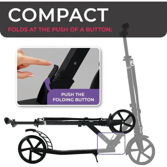 LaScoota Kick Scooter for Adults & Teens. Perfect for Youth Ages 8-14 and Men & Women. Lightweight Foldable Adult Scooter Large Sturdy Wheels Grey {4}