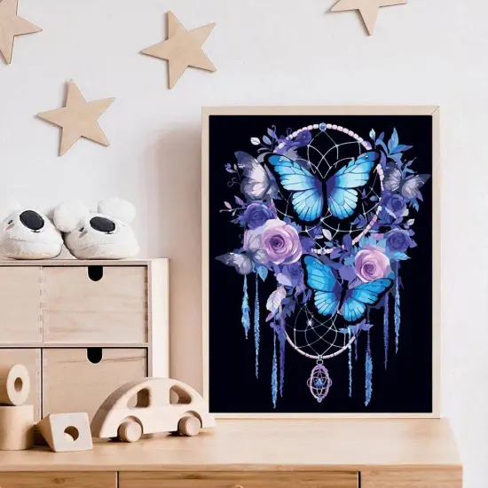 Adults Paint by Number- Dream Catcher Paint by Numbers Kits on Canvas for Beginners, Butterfly Acrylic Painting by Numbers Kits Without Frame for Home Decor 12x16 inch {3}
