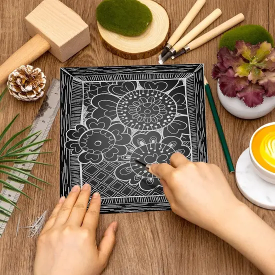 8 Pcs Linoleum Block Rubber Carving Block Soft Linocut Block Large Lenolium Sheet Unmounted Lino Plates for Engraving Art Project Printmaking Artist Studio Supplies(6 x 6 Inch,Gray) {4}