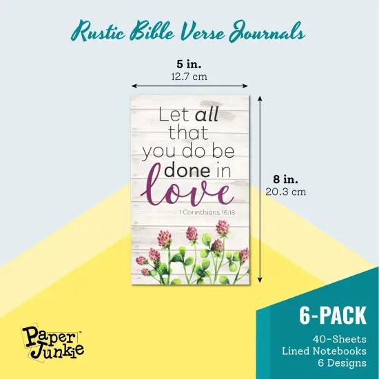 6 Pack Prayer Journals for Women - 5x8 Christian Notebooks Bulk with Inspirational Bible Verse Scripture (Floral Designed, 80 Pages) White {5}