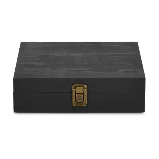 Makerflo Natural Pine Wood Cigar Box, Hinged Back & Front Clasp, Black Felt Lined, 8.5" x 8" x 2.4", Ideal for Craft - (Laser Engraving, Epoxy, UV DTF, and Vinyl) {2}