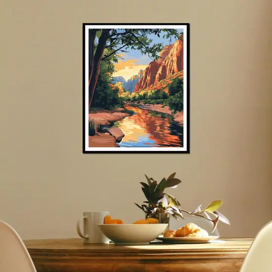 Zion Paint by Numbers, Paint by Numbers for Adults, National Park Paint by Number Kits, Utah Landscape Sunset DIY Oil Canvas Paintings, Mount Lake Tree Home Wall Decor(16x20inch, No Frame) {2}