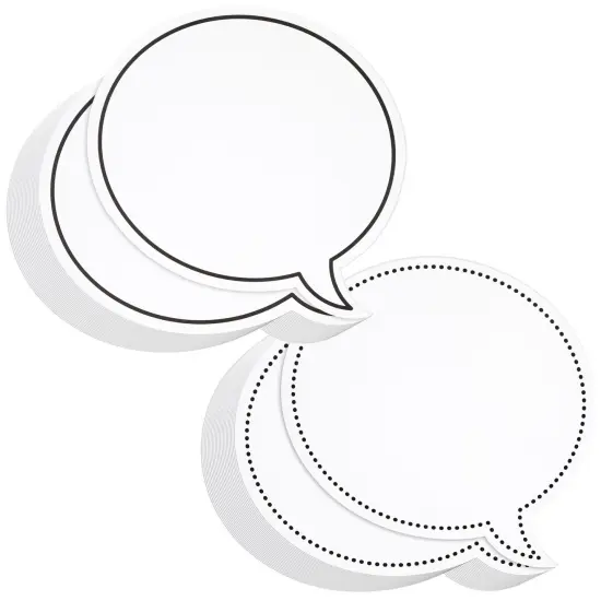 48 Pack Dry Erase Speech Bubble Cutouts for Bulletin Boards, Classroom Teaching Supplies, Available in 2 Designs, Solid and Dotted Outline, Laminated Erasable (9 x 8 Inches) {1}