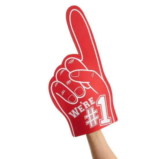 2 Pack Red Foam Fingers #1, It's Goin' Down for Sports Fan Accessories, Cheering, Party Favors, 17.5 Inch Giant Foam Hand {7}