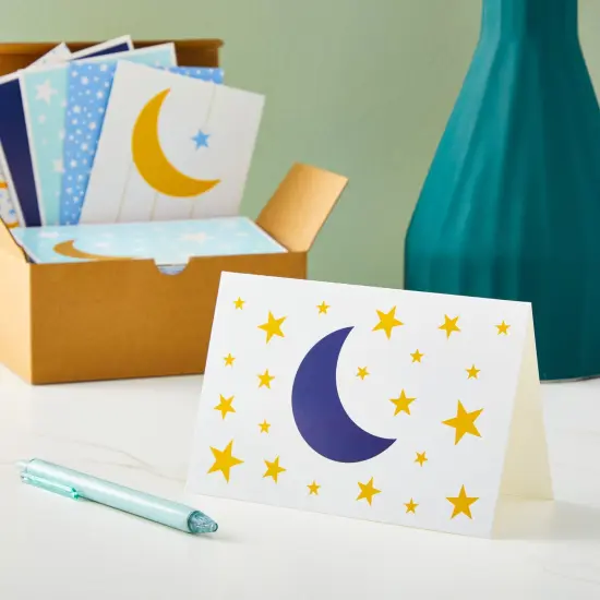 48 Pack Moon and Stars Greeting Cards with Envelopes for All Occasions, Blank 4x6 Thank You Note Cards for Baby Shower (6 Designs) Multicolor {3}