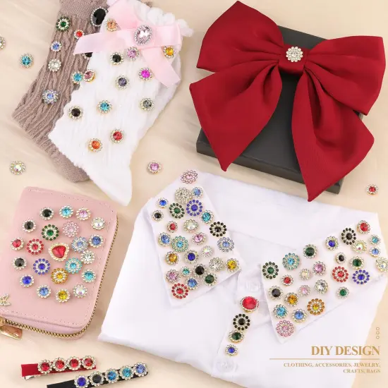 200 Pcs 3 Sizes 10 Mixed Colors Sew on Rhinestones, Crystal Glass with Metal Base Flower Shape Claw Flatback Rhinestones for Crafting, Bedazzling Rhinestones for Clothes Shoes & Sewing Accessories {4}