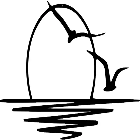 Summer Sun Metal Wall Art Abstract Sunset with Seagulls Metal Wall Decor Minimalist Sunrise Line Art for Living Room Kitchen Bathroom Indoor Outdoor {1}