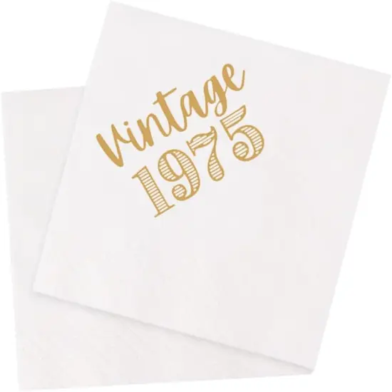 50th Birthday Cocktail Napkins 100Pcs Vintage 1975 50 Years Birthday Paper Disposable Party Napkins for His Her 50th Birthday Party Table Decorations 5 x 5 two-ply (1975) {1}