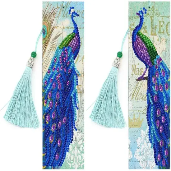 pigpigboss Peacock Bookmark DIY 5D Diamond Painting Craft Kit, {1}