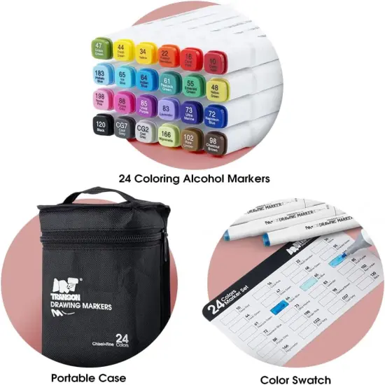 Alcohol Markers for Drawing Coloring 24 Colors {2}