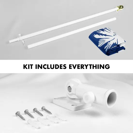 G128 - 6 Feet Tangle Free Spinning Flagpole (White) South Carolina Flag Brass Grommets Embroidered 3x5 ft (Flag Included) Aluminum Flag Pole {2}